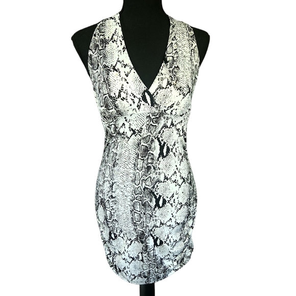 Vintage Y2K 90s mcbling snake print glitter sexy party clubbing dress Sz M - Picture 1 of 7